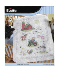 Bucilla ® Baby - Stamped Cross Stitch - Crib Ensembles - On the Farm - Crib Cover Kit - 45567