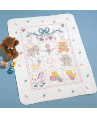 Bucilla Baby - Stamped Cross Stitch - Crib Ensembles - Babies Are Precious - Crib Cover Kit - 40787