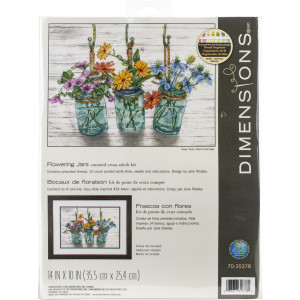 Counted Cross Stitch Kit 14"X10"-Flowering Jars, Dimensions, 70-35378