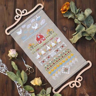 Fun Farm Goose Cross Stitch Kit – Tela Artis X-506 – Farmhouse Sampler – Hand-dyed Threads