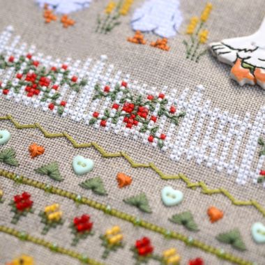 Fun Farm Goose Cross Stitch Kit – Tela Artis X-506 – Farmhouse Sampler – Hand-dyed Threads