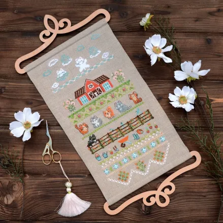 Premium Counted Cross Stitch Kit Sampler Fun farm-3. Paws&whiskers Tela-Artis X-507