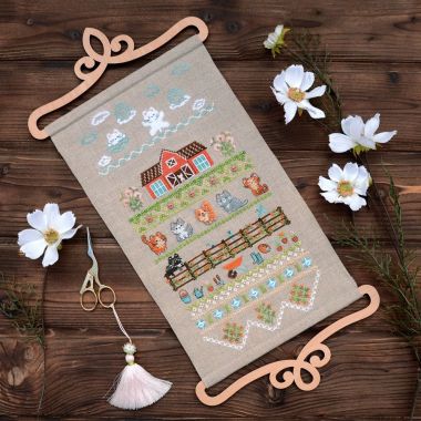 Premium Counted Cross Stitch Kit Sampler Fun farm-3. Paws&whiskers Tela-Artis X-507