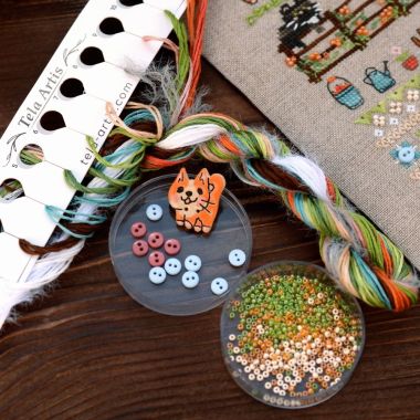 Premium Counted Cross Stitch Kit Sampler Fun farm-3. Paws&whiskers Tela-Artis X-507