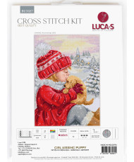 Luca-S Cross Stitch Kit - Girl Kissing Puppy BU5027