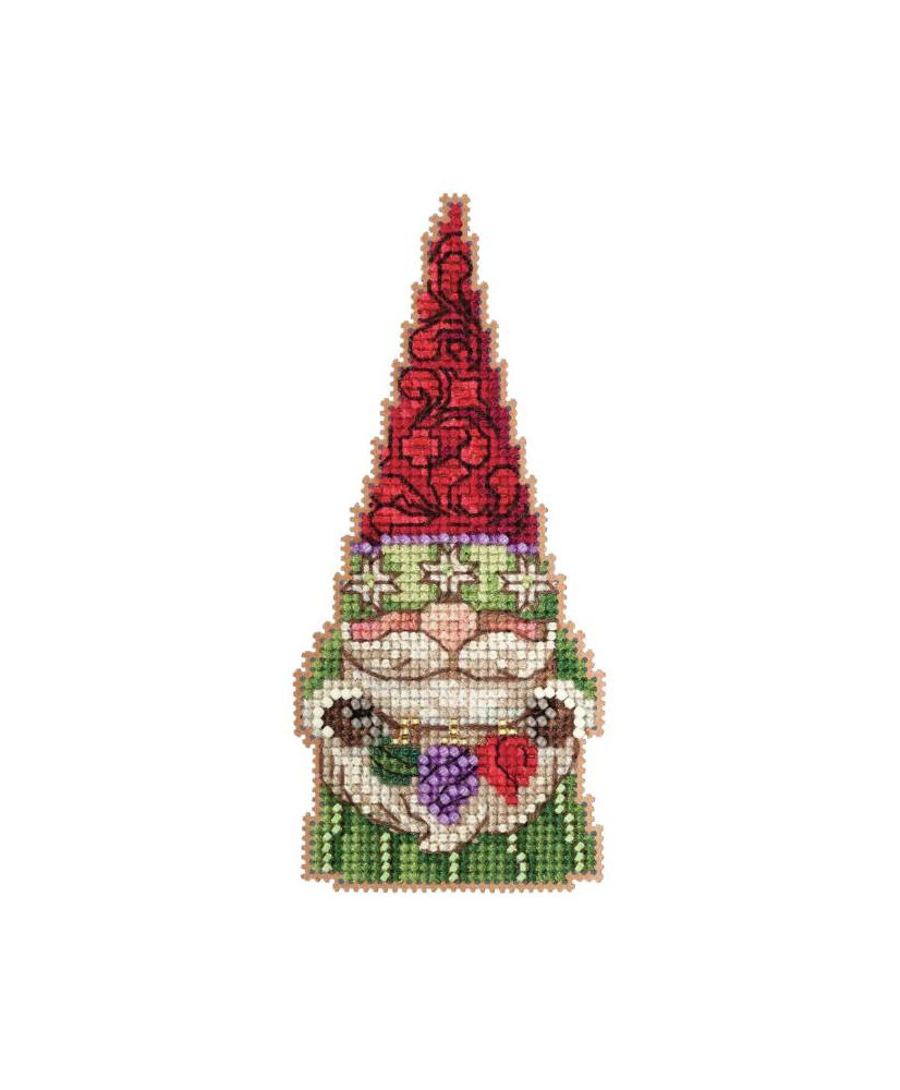 Beaded Cross Stitch Kit Jim Shore Gnome with Ornaments, Mill Hill JS20-2215