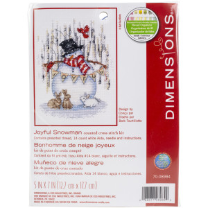 Counted Cross Stitch Kit 5"X7"-Joyful Snowman, Dimensions, 70-08984