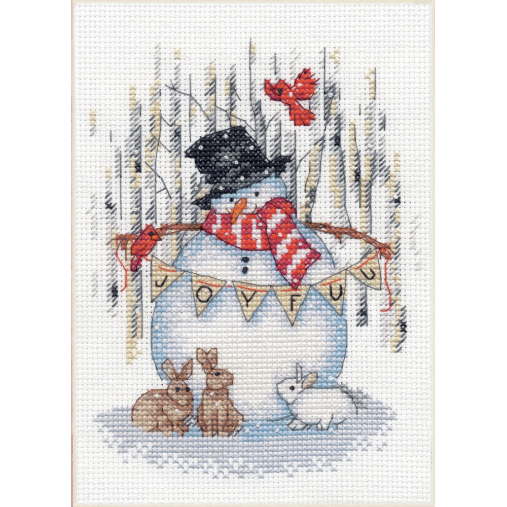 Counted Cross Stitch Kit 5"X7"-Joyful Snowman, Dimensions, 70-08984