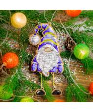Bead Embroidery Kit on Wood, Winter Gnomes, Wonderland Crafts FLK-493