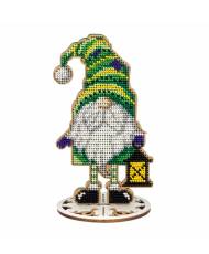 Bead Embroidery Kit on Wood, Winter Gnomes, Wonderland Crafts FLK-500