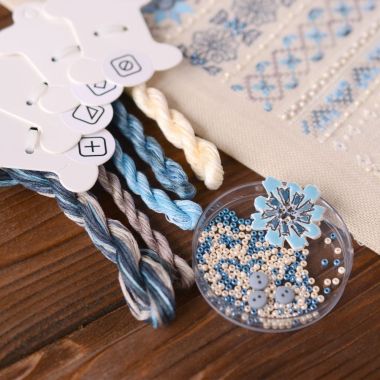 Premium Counted Cross Stitch Kit Sampler Cornflower patterns Tela-Artis X-510, Evenweave Fabric, hand-dyed DMC