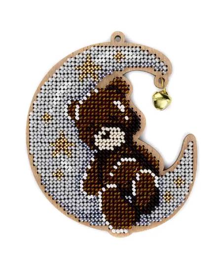 Bead Embroidery Kit on Wood, Moon Animals, Wonderland Crafts FLK-507