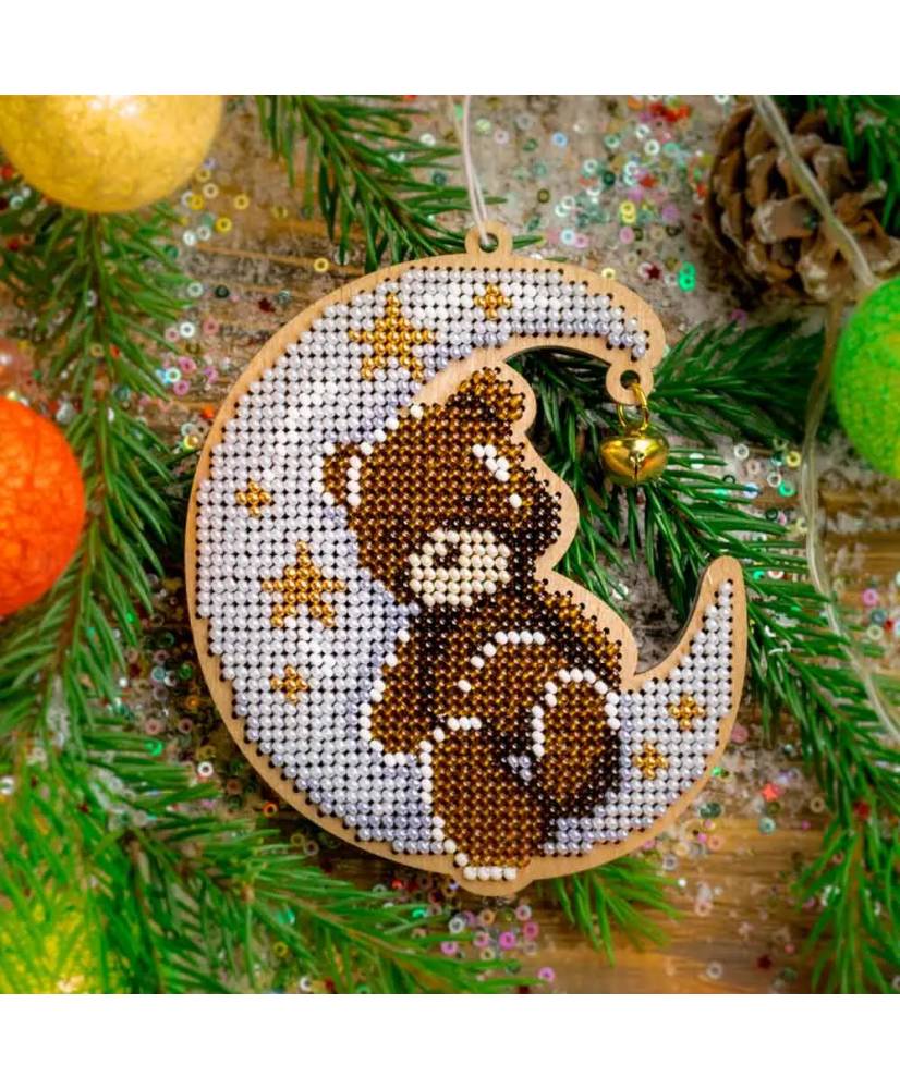 Bead Embroidery Kit on Wood, Moon Animals, Wonderland Crafts FLK-507