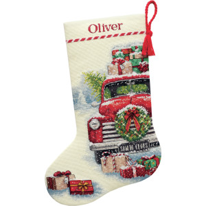 Counted Cross Stitch Kit Santa's Truck Stocking, Dimensions 70-08986