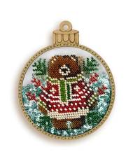 Bead Embroidery Kit on Wood, Christmas Tree Pendant, Wonderland Crafts LPL-058