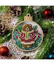 Bead Embroidery Kit on Wood, Christmas Tree Pendant, Wonderland Crafts LPL-058