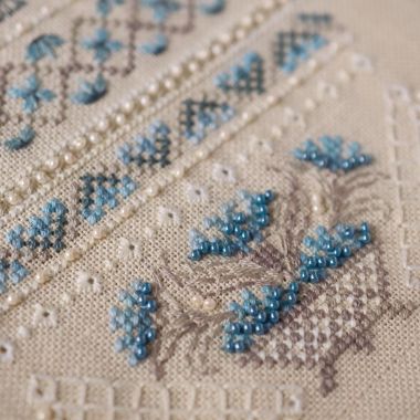 Premium Counted Cross Stitch Kit Sampler Cornflower patterns Tela-Artis X-510, Evenweave Fabric, hand-dyed DMC