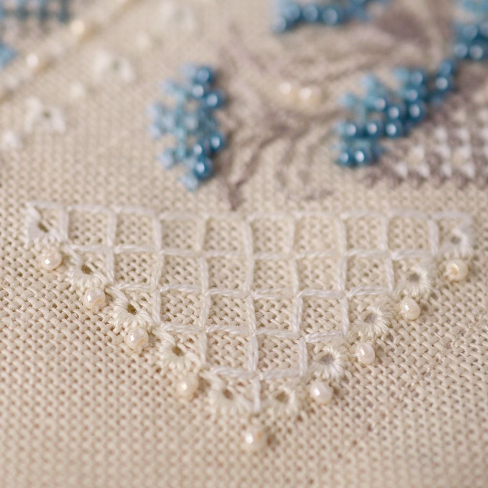 Premium Counted Cross Stitch Kit Sampler Cornflower patterns Tela-Artis X-510, Evenweave Fabric, hand-dyed DMC