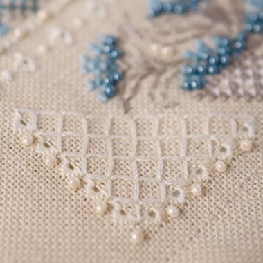 Premium Counted Cross Stitch Kit Sampler Cornflower patterns Tela-Artis X-510, Evenweave Fabric, hand-dyed DMC