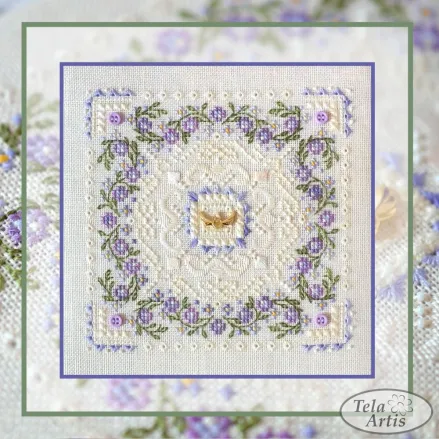 Counted Cross Stitch Black Marshmallow sampler Tela-Artis X-601, Evenweave Fabric, hand-dyed DMC muline, melange