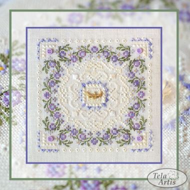 Counted Cross Stitch Black Marshmallow sampler Tela-Artis X-601, Evenweave Fabric, hand-dyed DMC muline, melange