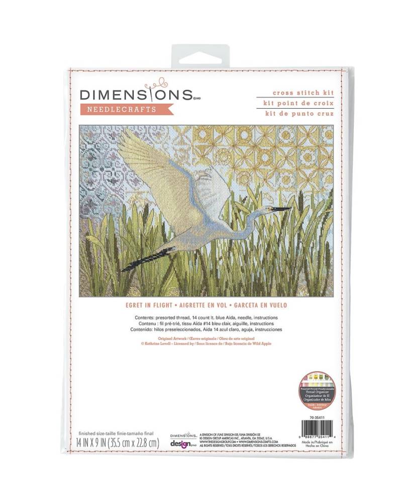 Dimensions Counted Cross Stitch Kit 14"X9" -Egret In Flight (14 Count), 70-35411