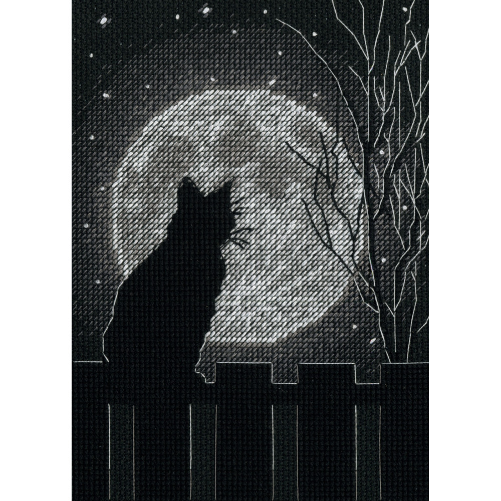 Counted Cross Stitch Kit 5"X7"-Black Moon Cat, Dimensions, 70-65212
