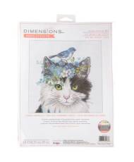 Dimensions Counted Cross Stitch Kit - Floral Crown Cat 16 Count, 70-35433