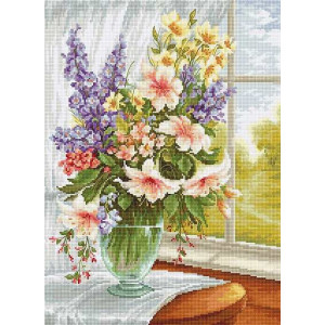 Cross-Stitch Kit Flowers at the Window, Luca-S BU4015