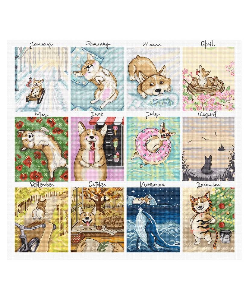 Cross Stitch Kit “Doggy Calendar” LETISTITCH L8086