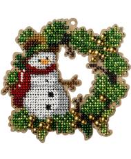 Bead Embroidery Kit on Wood, Snowman, Wonderland Crafts FLK-442