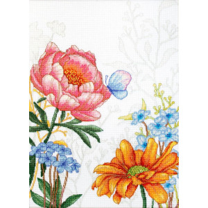 Cross Stitch Kit Flowers and Butterfly, Luca-S BU4019