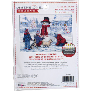 Counted Cross Stitch Kit 7"x5"-Building A Snowman, Dimensions, 70-08993