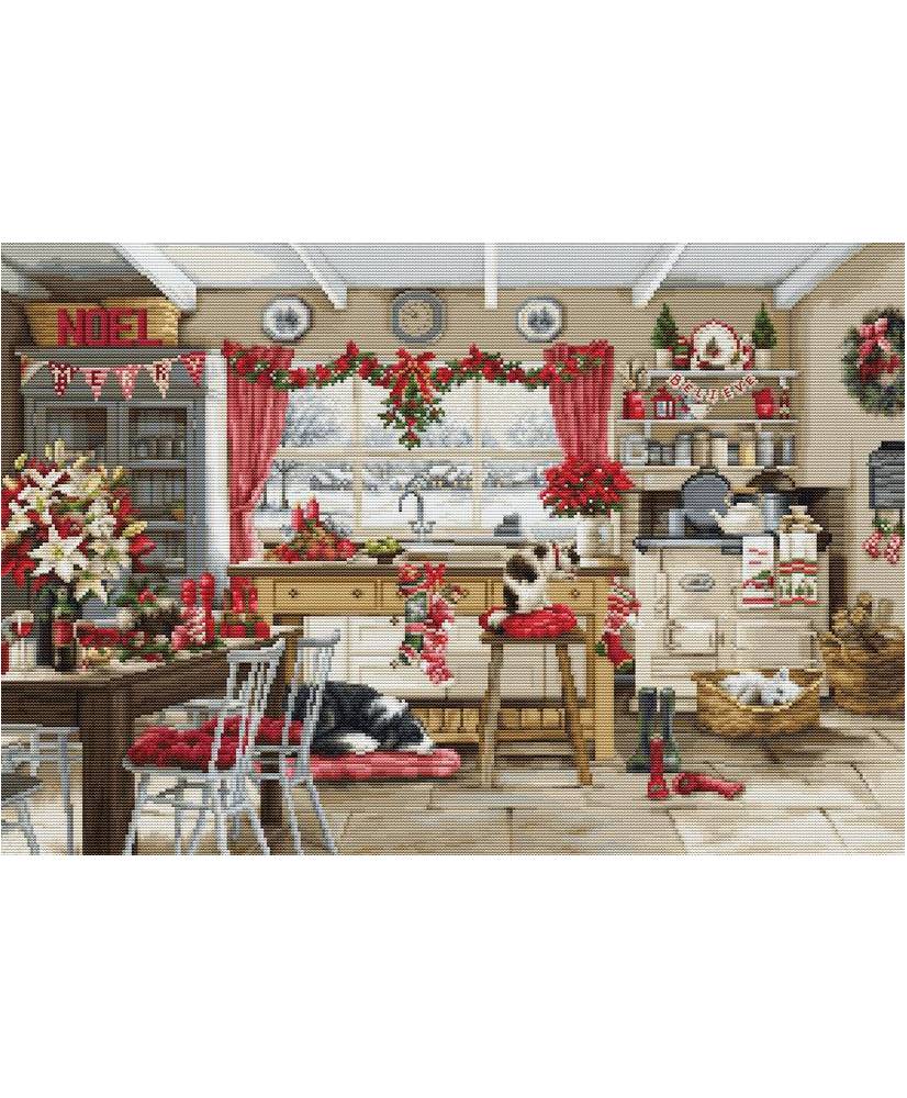 Cross Stitch Kit Luca-S GOLD - Christmas Farmhouse Kitchen, BU5053