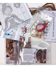 Cross Stitch Kit, Gingerbread MRS.Santa, set with threads, beads and decorative crystals.